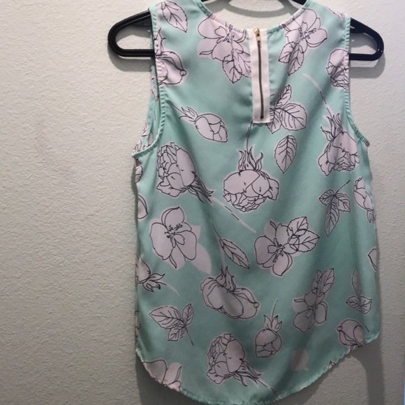 High front teal chiffon floral flow top - Picture 4 of 6